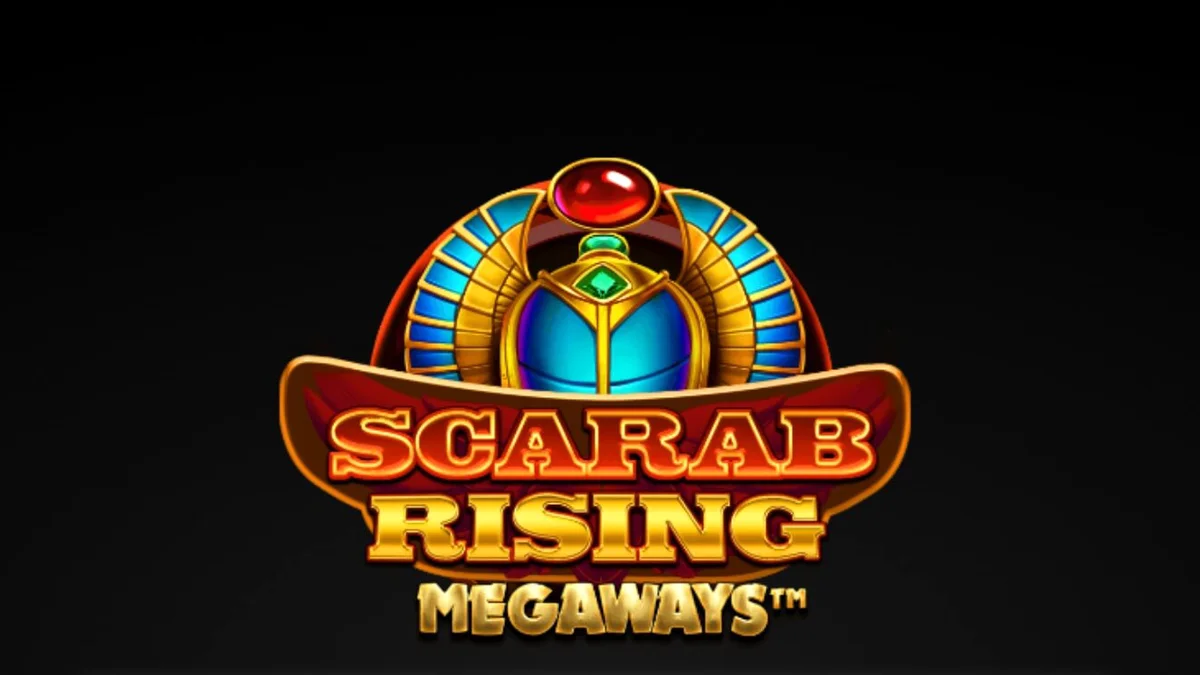 Suasana misterius dari slot Scarab Rising Megaways dengan nuansa emas dan simbol Mesir kuno.